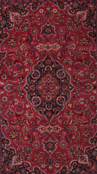 Mashad Red Hand Knotted 69 X 101 Area Rug 400-16434 Image 8