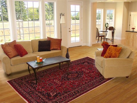 Mashad Red Hand Knotted 69 X 101 Area Rug 400-16434 Image 2