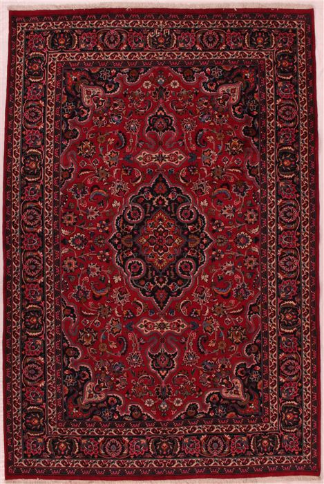 Mashad Red Hand Knotted 69 X 101 Area Rug 400-16434 Image 0