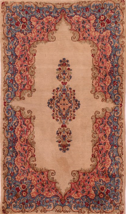 Kerman Beige Hand Knotted 31 X 52 Area Rug 400-16436 Image 0