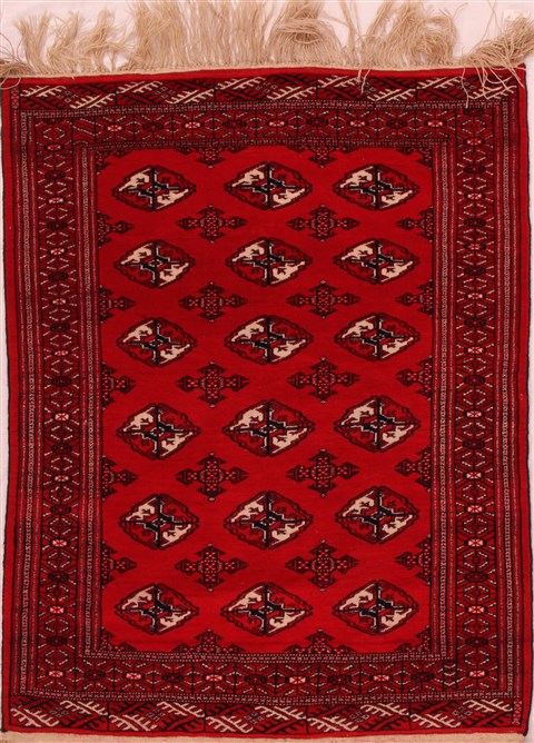 Turkman Red Hand Knotted 36 X 47  Area Rug 400-16441 Image 0