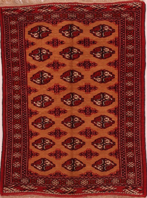 Turkman Red Hand Knotted 31 X 41  Area Rug 400-16442 Image 0