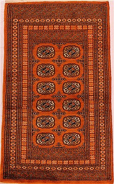 Persian Bokhara Orange Rectangle 3x5 ft Wool Carpet 16443