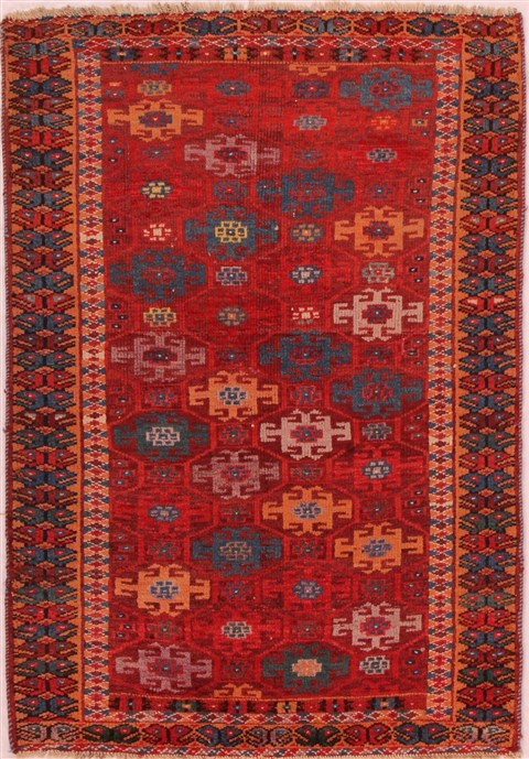Kurdi Red Hand Knotted 31 X 45  Area Rug 400-16446 Image 0