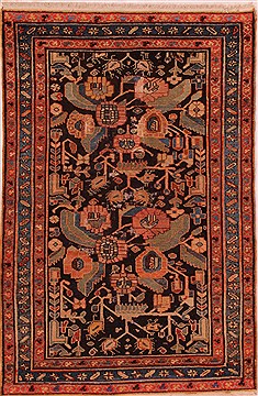 Persian Shahsavan Black Rectangle 3x5 ft Wool Carpet 16451