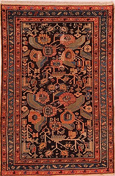 Shahsavan Black Hand Knotted 3'3" X 5'0"  Area Rug 400-16451