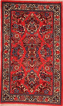 Persian sarouk Purple Rectangle 3x4 ft Wool Carpet 16452