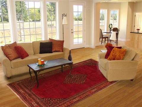 Mashad Red Hand Knotted 66 X 93 Area Rug 400-16473 Image 2