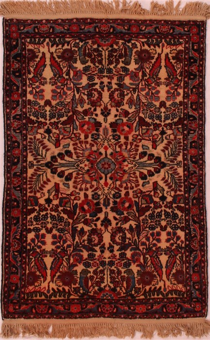 Hamedan Beige Hand Knotted 37 X 50  Area Rug 400-16478 Image 0