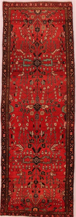 Hamedan Purple Runner Hand Knotted 32 X 97  Area Rug 400-16480 Image 0