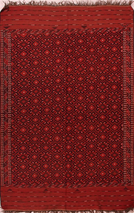 Sumak Red Hand Knotted 63 X 100  Area Rug 400-16481 Image 0