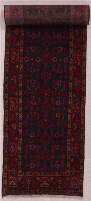 Hamedan Blue Runner Hand Knotted 31 X 1611 Area Rug 400-16485 Image 1