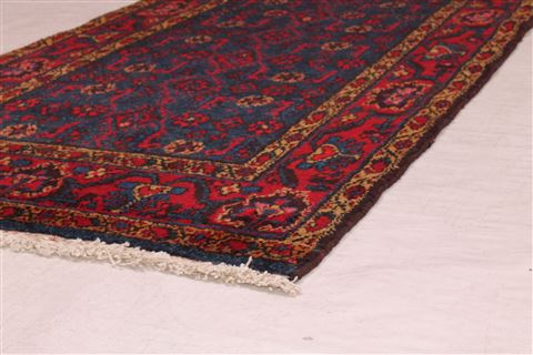 Hamedan Blue Runner Hand Knotted 31 X 1611 Area Rug 400-16485 Image 2