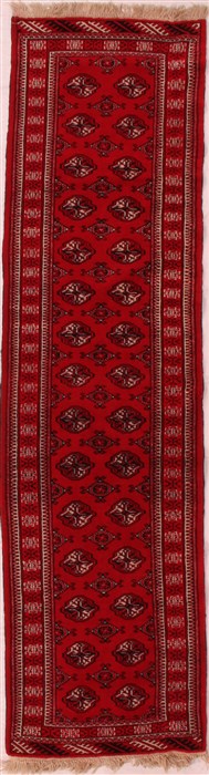 Turkman Red Runner Hand Knotted 26 X 99  Area Rug 400-16494 Image 0