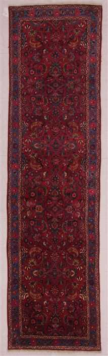 Mashad Red Runner Hand Knotted 35 X 126 Area Rug 400-16495 Image 2