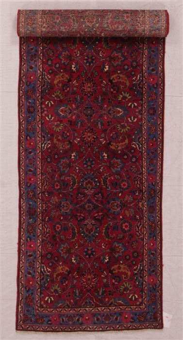 Mashad Red Runner Hand Knotted 35 X 126 Area Rug 400-16495 Image 3