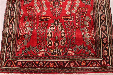Hamedan Red Runner Hand Knotted 33 X 99 Area Rug 400-16498 Image 3