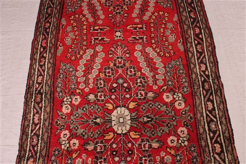 Hamedan Red Runner Hand Knotted 33 X 99 Area Rug 400-16498 Image 4