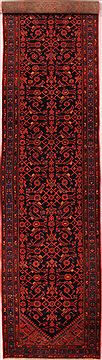 Malayer Black Runner Hand Knotted 3'5" X 16'2"  Area Rug 400-16499
