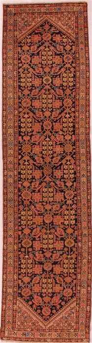 Malayer Blue Runner Hand Knotted 33 X 130  Area Rug 400-16508 Image 0