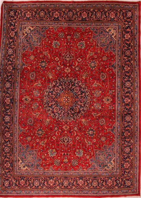 Sarouk Red Hand Knotted 98 X 131 Area Rug 400-16510 Image 0