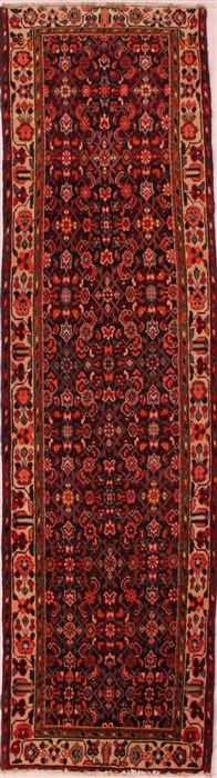Hamedan Blue Runner Hand Knotted 33 X 122  Area Rug 400-16524 Image 0