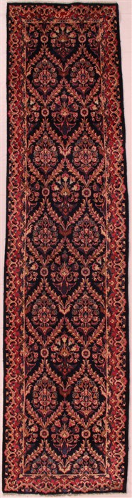 Sarouk Blue Runner Hand Knotted 31 X 128  Area Rug 400-16529 Image 0