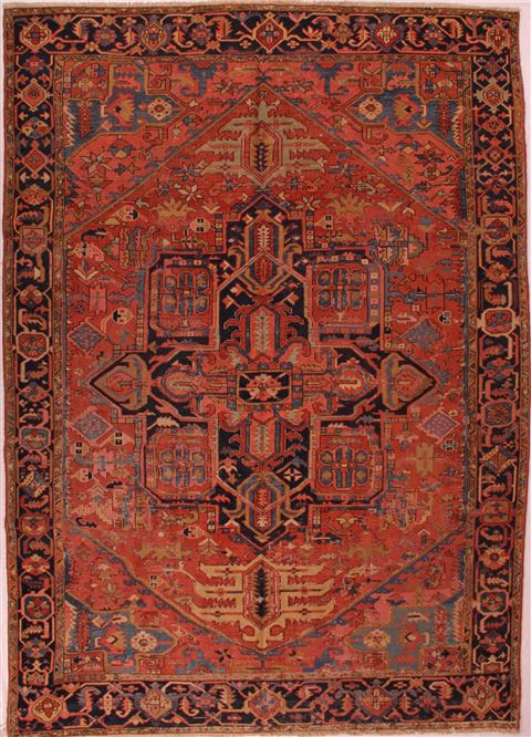 Heriz Purple Hand Knotted 88 X 116 Area Rug 400-16532 Image 0