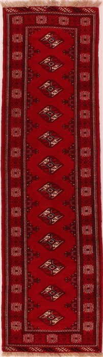 Bokhara Red Runner Hand Knotted 29 X 95  Area Rug 400-16534 Image 0