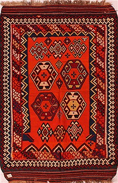 Persian Turkman Orange Rectangle 5x8 ft Wool Carpet 16535