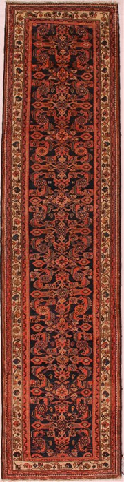 Malayer Blue Runner Hand Knotted 30 X 130  Area Rug 400-16540 Image 0