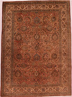 Persian Tabriz Purple Rectangle 8x11 ft Wool Carpet 16549
