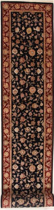 Tabriz Black Runner Hand Knotted 26 X 180  Area Rug 251-16559 Image 0