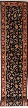 Chinese Tabriz Black Runner 16 to 20 ft Wool Carpet 16559