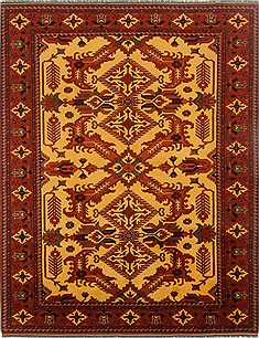 Afghan Kazak Yellow Rectangle 7x9 ft Wool Carpet 16561