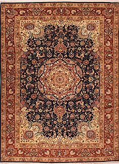 Persian Tabriz Blue Rectangle 8x11 ft Wool Carpet 16570