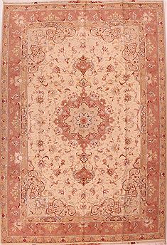 Persian Tabriz White Rectangle 7x10 ft Wool Carpet 16575