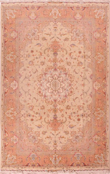 Tabriz Beige Hand Knotted 68 X 102 Area Rug 400-16579 Image 0