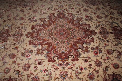 Tabriz Beige Hand Knotted 67 X 100 Area Rug 400-16581 Image 16