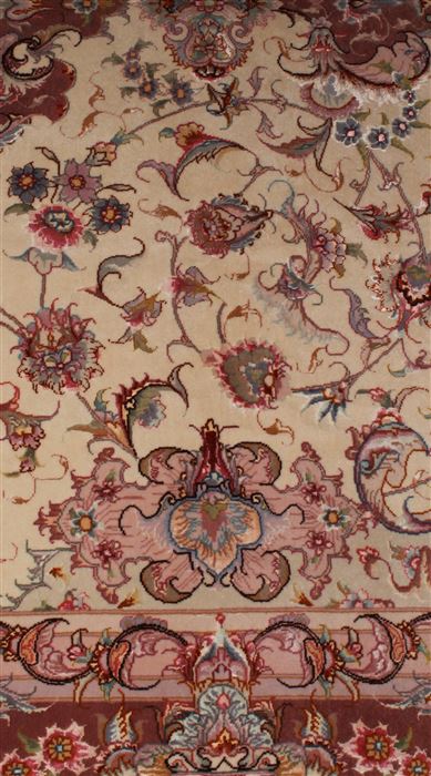 Tabriz Beige Hand Knotted 67 X 100 Area Rug 400-16581 Image 13