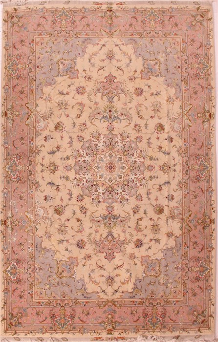 Tabriz Beige Hand Knotted 610 X 101 Area Rug 400-16582 Image 0