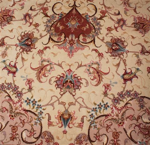 Tabriz Beige Hand Knotted 70 X 101 Area Rug 400-16583 Image 13