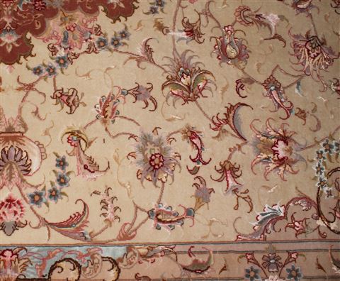Tabriz Beige Hand Knotted 70 X 101 Area Rug 400-16583 Image 16