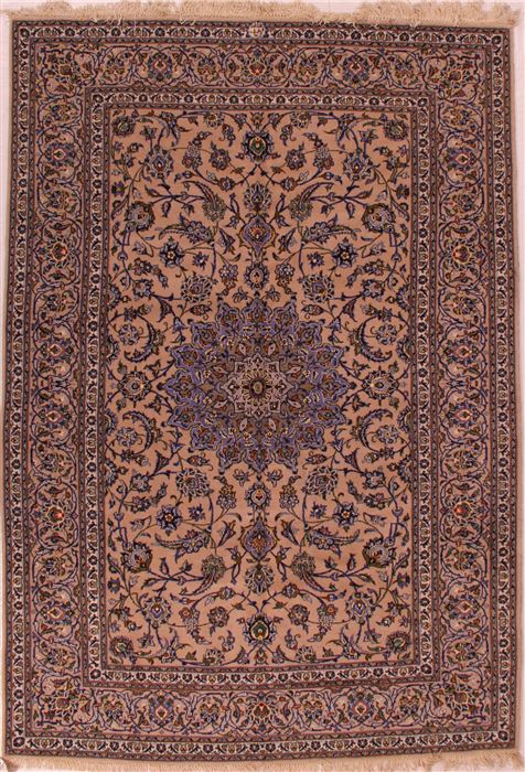 Kashan Beige Hand Knotted 610 X 101 Area Rug 400-16587 Image 0