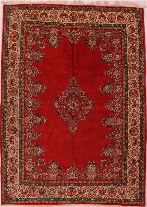 Sarouk Red Hand Knotted 84 X 119 Area Rug 400-16588 Image 0