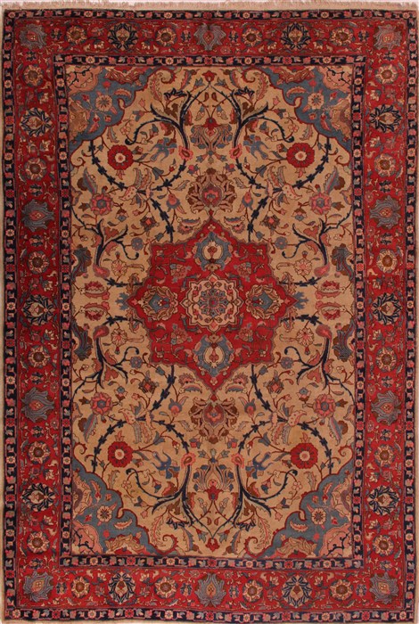 Khoy Beige Hand Knotted 81 X 118  Area Rug 400-16593 Image 0