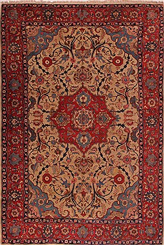 Persian Khoy Beige Rectangle 8x11 ft Wool Carpet 16593