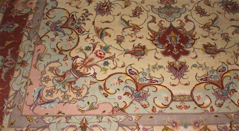 Tabriz Beige Hand Knotted 50 X 70 Area Rug 400-16598 Image 8