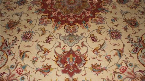 Tabriz Beige Hand Knotted 50 X 70 Area Rug 400-16598 Image 9