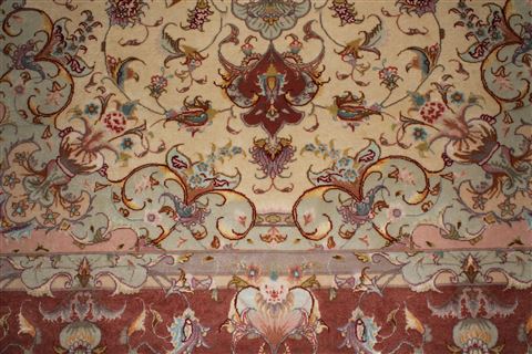 Tabriz Beige Hand Knotted 50 X 70 Area Rug 400-16598 Image 10